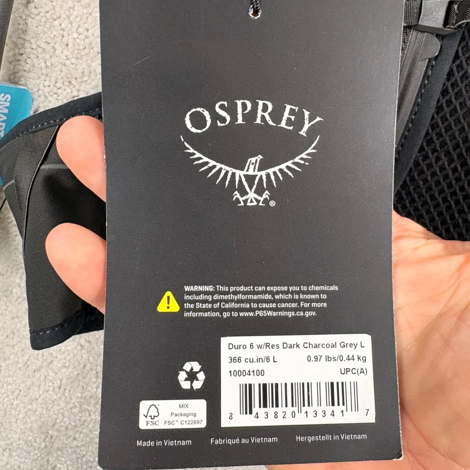 Chaleco de hidratación para correr Osprey Duro 6L para hombre talla M/L carbón NUEVO CON ETIQUETAS Foto 4 de 4