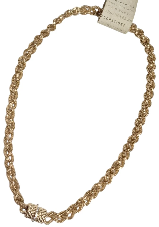 Collar Anthropologie Cadena Cuerda Cierre Magnético Chapado en Oro Acero Nuevo con Etiquetas Foto 3 de 4