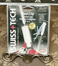 Swiss Tech Smart Clip Personal Care 9 In 1 Key Ring Companion Light Nails White