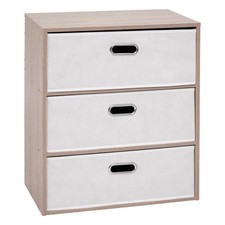 Commode 3 Tiroirs Paniers "Dress Up" 50cm Beige