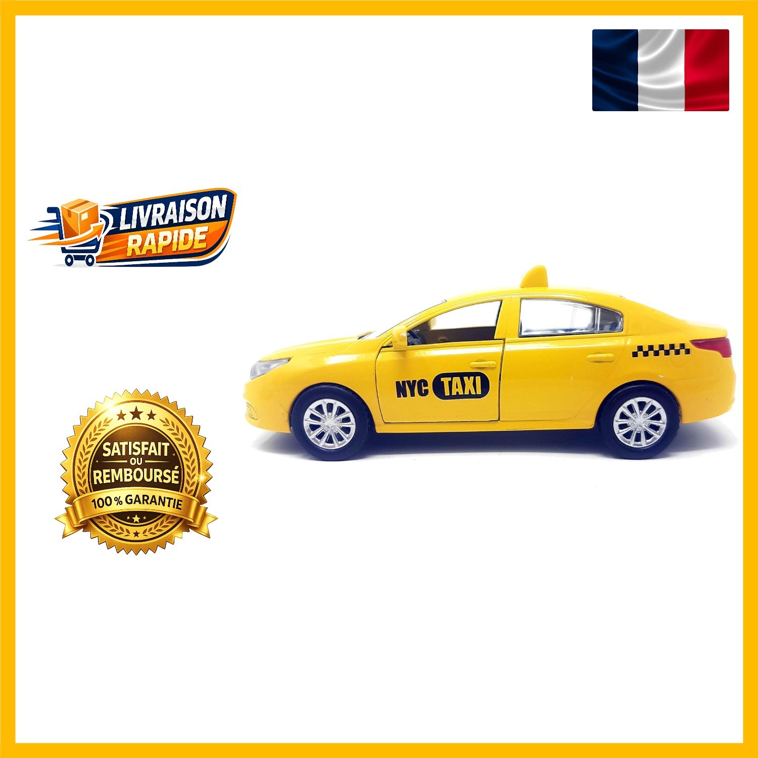 Voiture miniature Taxi New York jaune PLAYJOCS GT-1746 collection moulée sous pression 1:43