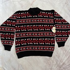 Vintage 90s Ugly Christmas Sweater Pullover L Fair Isle Holiday Made In USA Crew