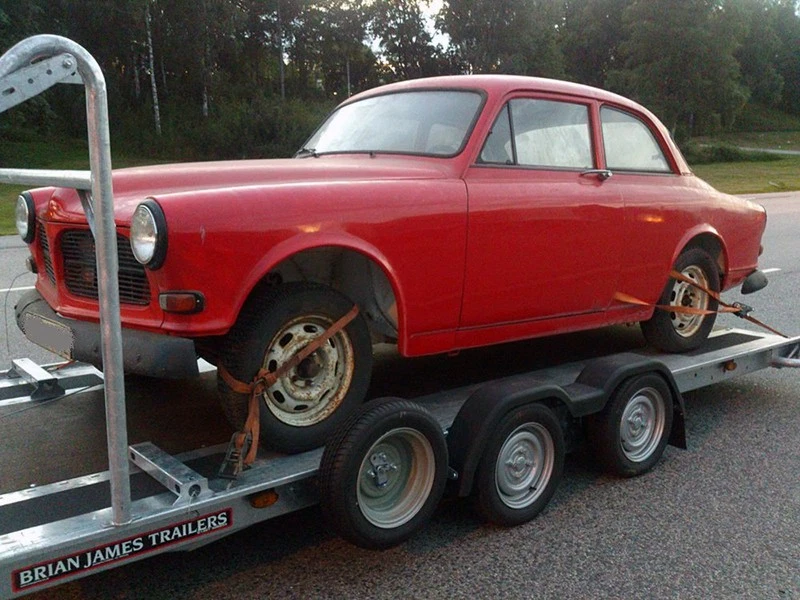 It's a 1967 Volvo Amazon with a Roaring BMW V-8