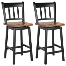 Costway Set of 2 Swivel Bar Stools 24.5" Counter Height Dining Bar Chairs Black