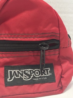 Vintage Jansport Mini Backpack Wristlet Coin Purse Belt Red Nylon