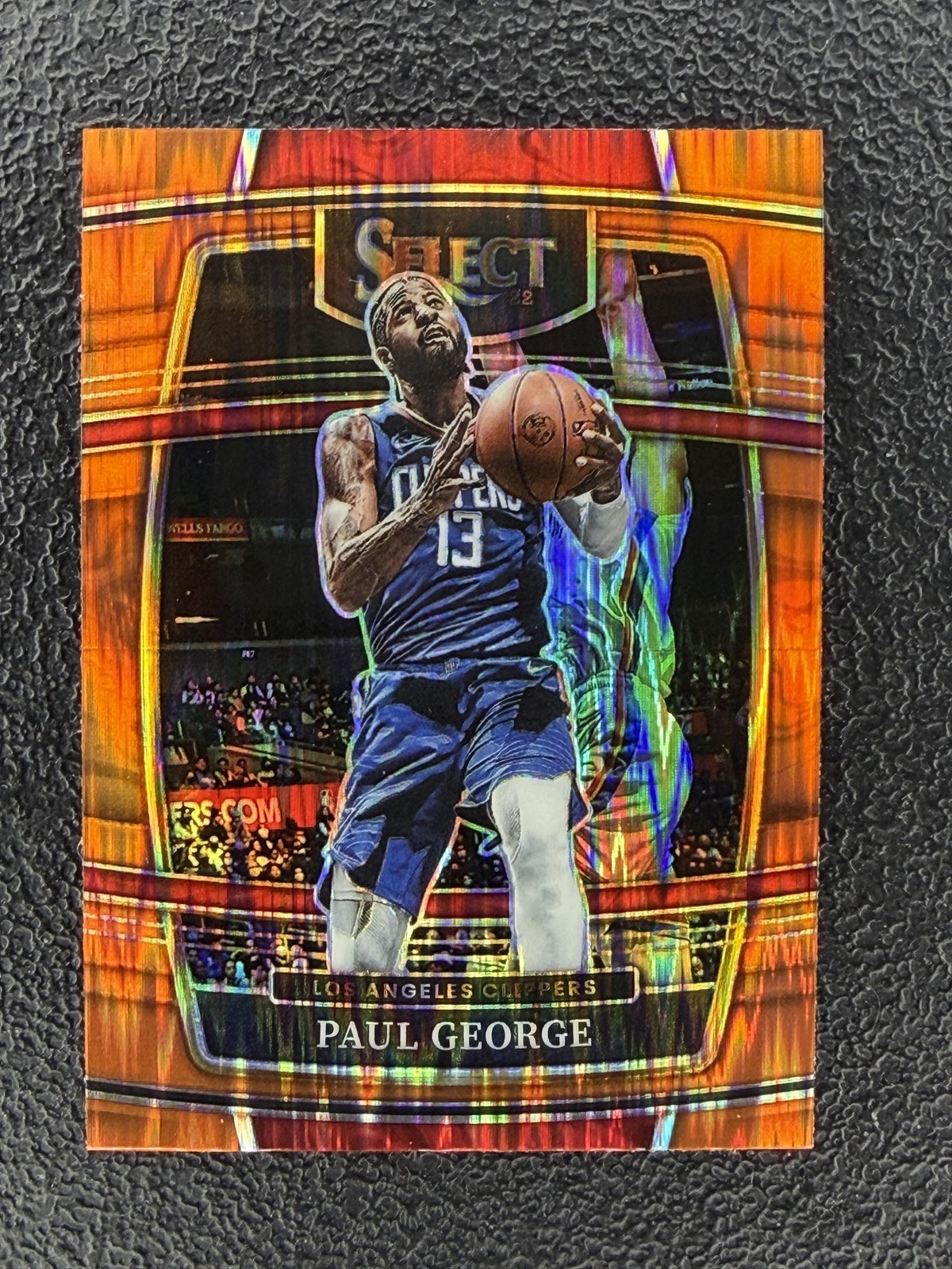 2021-22 Panini Select #14 Paul George Orange Flash Prizms