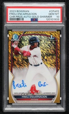 2023 Bowman Gold Shimmer Refractor 16/50 Freili Encarnacion PSA 10 Auto 13x7