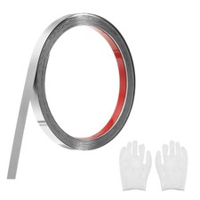Brushed Silver Peel Stick Wall Molding Trim with Glove,0.4"x 9.8Ft