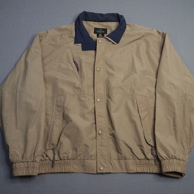 Vintage Red Head Mesh Lined Windbreaker Bomber Jacket Men s XL Beige Navy Blue