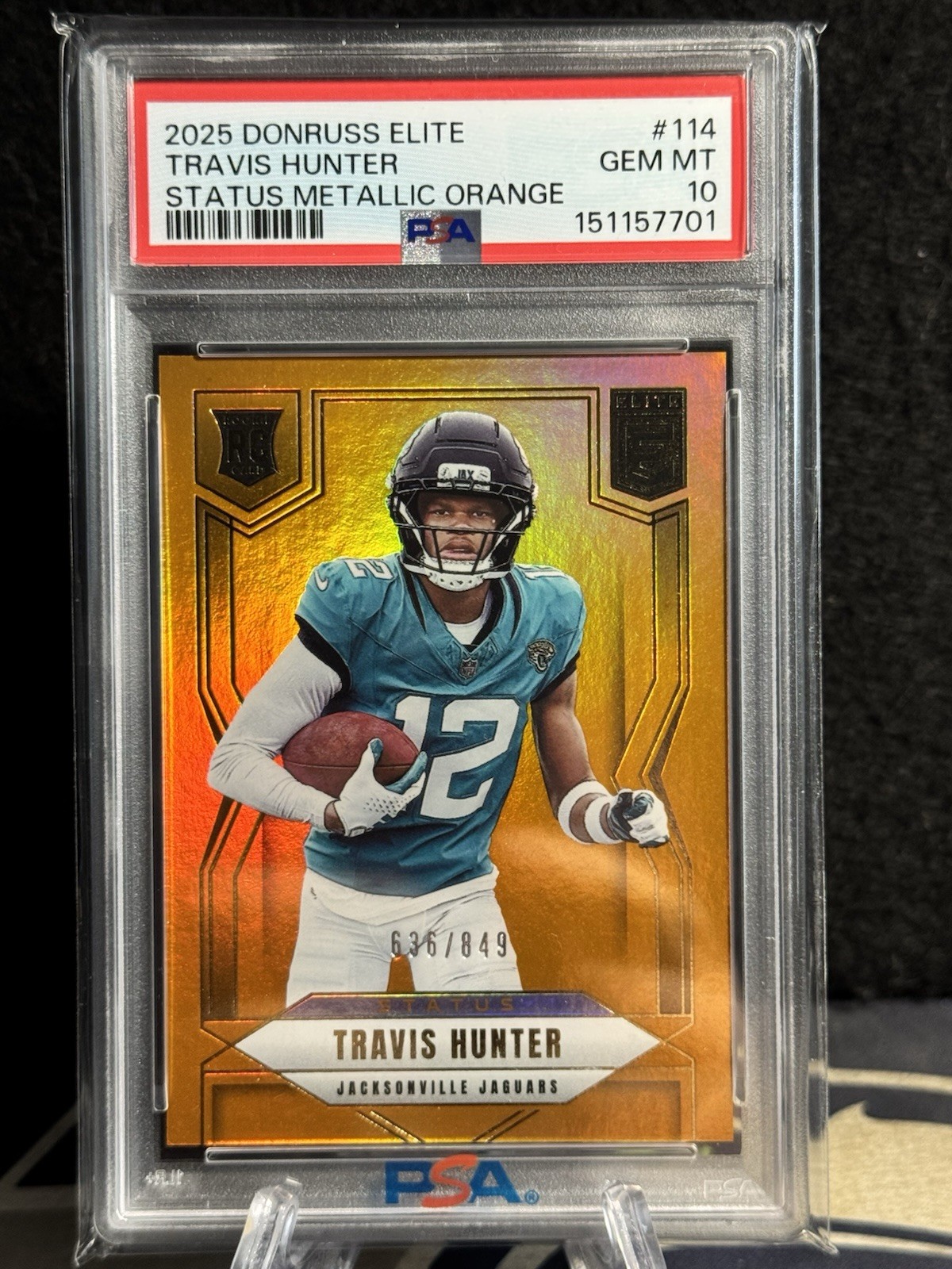 Travis Hunter Panini Donruss Elite #114 Status Metallic Orange