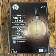 GE Vintage LED 40-Watt EQ G63 Warm White Dimmable Globe Light Bulb 2 pack ES