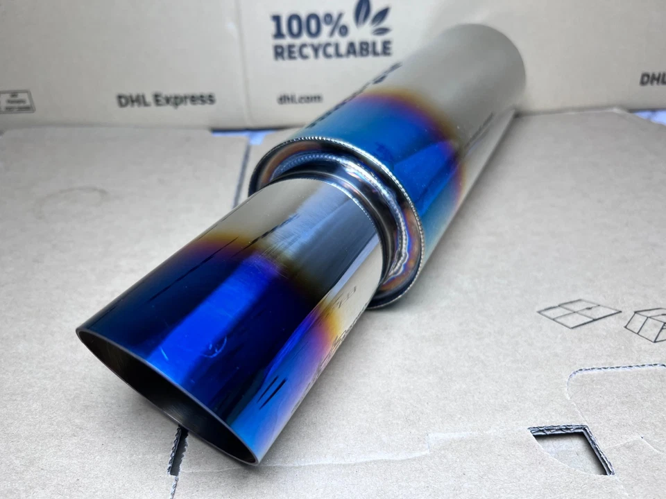 HKS Hi-Power Bass Racing Muffler Titanium Burnt Blue Tip JDM– IN 2.2", OUT3" DHL Foto 4 de 4