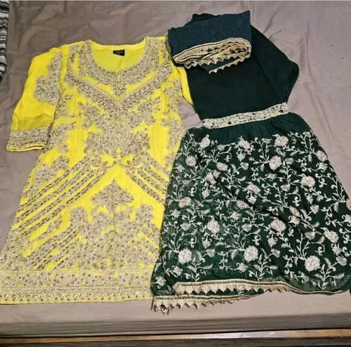 Pakistani Asian Wedding Mehndi Dress Outfit 3 piece Wedding dress - Picture 7 of 7