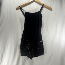Dance Costume Weissman Girls Sz SA Sparkling Black Shorts Suit