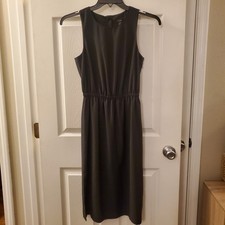 J. Crew sz 0 black slvless midi dress NWT career classic chic staple side slits