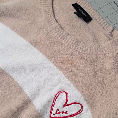Calligraphy By Anthropology Women s Beige White Knit Pullover Sweater Xl Love