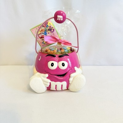 Collectible Galerie Pink Face M&M Ceramic Mini Bucket Or Candy Bowl
