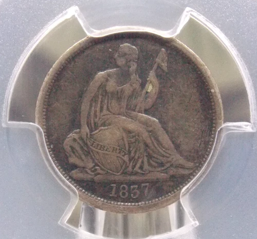 1837 "P" Seated Liberty SILVER Dime *NO STARS, LARGE DATE* 10c PCGS VF30 #836