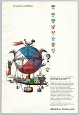 1958 General Dynamics Erik Nitsche Artwork Hot Air Balloon Vintage Print Ad