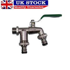 Double Garden Tap with 1/2 inch Inlet Double Water Faucet and 2 X 3/4 Outlet UK
