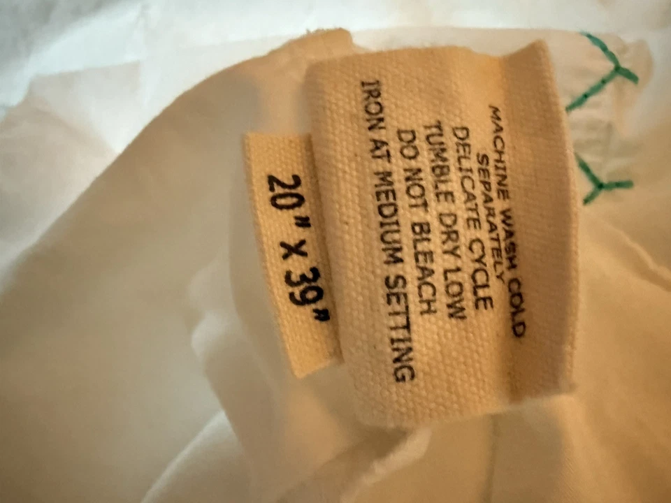 Juego de 4 fundas de almohada John Robshaw King cosidas verde azulado turquesa usadas en excelente estado 20x39 Foto 4 de 4