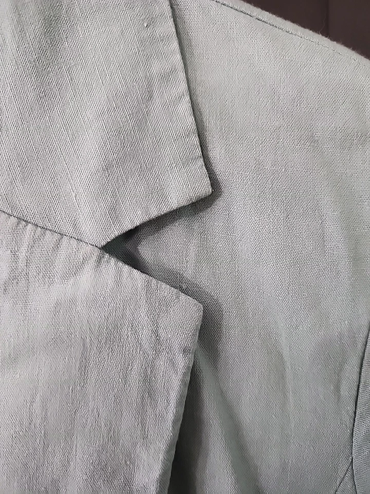 Blazer Torrid Mezcla Lino, Ligero, Azul, Talla 1, Bolsillos, Elástico Foto 3 de 4