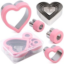 BakingWorld Heart Cookie Cutter Set,9 Piece Heart Shapes Stainless Steel Cook...
