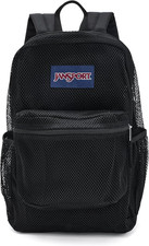 Eco Mesh Backpack with Laptop Sleeve, Padded Back Panel, Black, 17"x12.5"x6