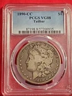 1890‑CC Morgan Silver Dollar – PCGS VG08 – VAM‑4 Tail Bar – TOP 100   *985*