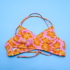 Victorias Secret Small Pink Floral Wrap Style Triangle Bikini Top Swimwear New
