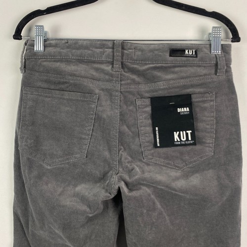 KUT from the Kloth Diana Corduroy Skinny Pants Size 2 Gray - Picture 6 of 12