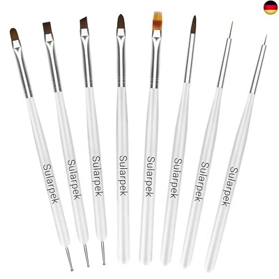 BESUCHE DEN SULARPEK-STORE Sularpek 8 Stück Nagel Pinsel Set, Pinsel für Gelnägel, Nageldesign Pinsel, Na