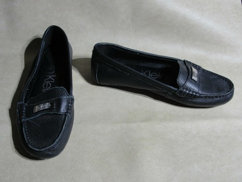 Mocasines planos de cuero Calvin para mujer 9,5 Leta negros mujer | eBay