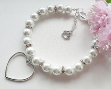 Pearl necklace for dogs with a heart charm, dog pearl collar