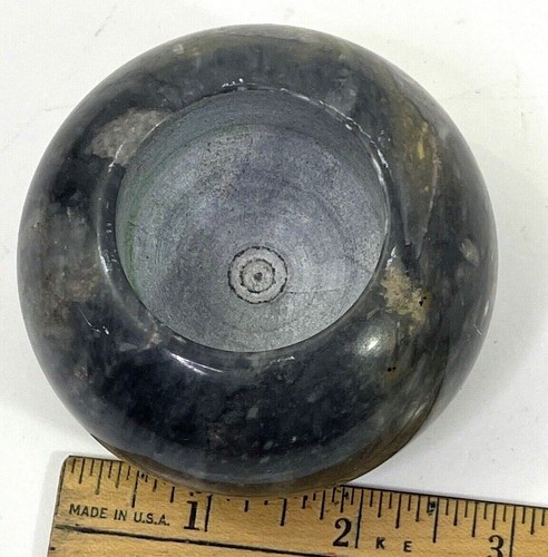 Marble Onyx Stone Gray Candle Holder Round Heavy 2.5" wide by approx 2" tall - Picture 6 of 9