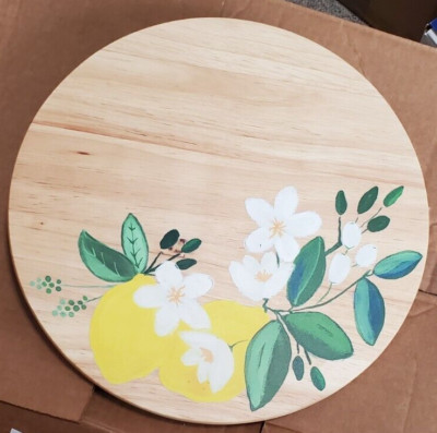 Thirstystone Rubber Wood 13.7'' Lazy Susan Lemon Decal Footed C9