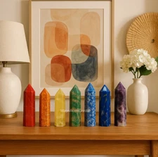 Pride2025 7-Chakra Crystal Tower Point Rainbow Set Home Decor Energy Reiki Gifts