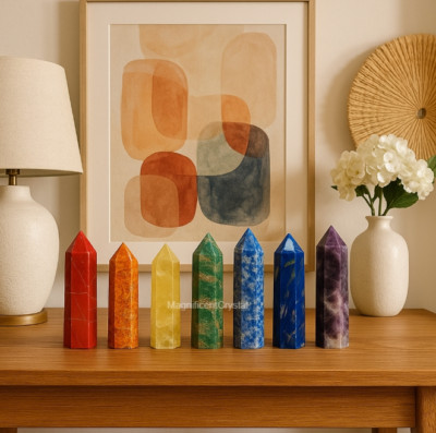 Pride2026 7-Chakra Crystal Tower Point Rainbow Set Home Decor Energy Reiki Gifts