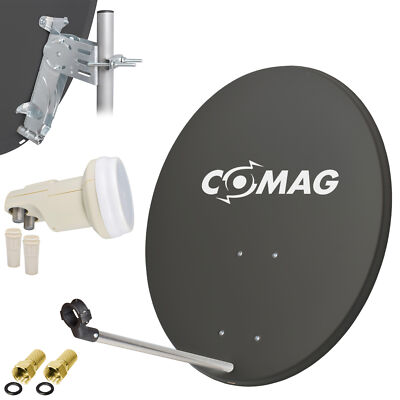 COMAG Digitale SAT Anlage 80cm Spiegel Schüssel + Twin LNB 0,1 dB   2 Teilnehmer