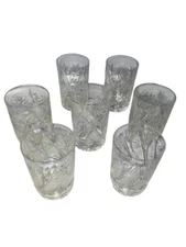 Set of 7 Russian Vintage Crystal Tea Glasses for Podstakannik – Mixed Heights