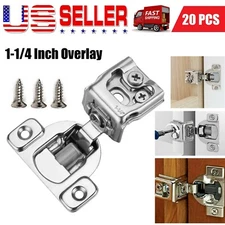 20 Pack 1-1/4" Overlay Self & Soft Close Hinge Face Concealed Cabinet Hinges