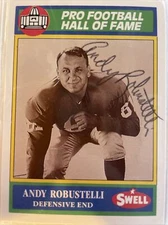Andy Robustelli Signed 1990 Swell Pro Football Hall of Fame #43 Giants Dec 2011