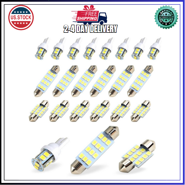 ZKFAR 20-Piece LED Car Bulb Kit,T10 31mm 42mm 6000K for Interior & License Plate