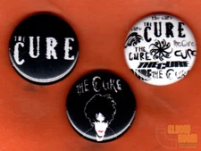 Set of three 1" The Cure pins buttons Robert Smith