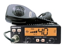 President Adams 40 Ch AM CB Radio w/ 7 Color Large LCD Display, 4-Pin Microphone