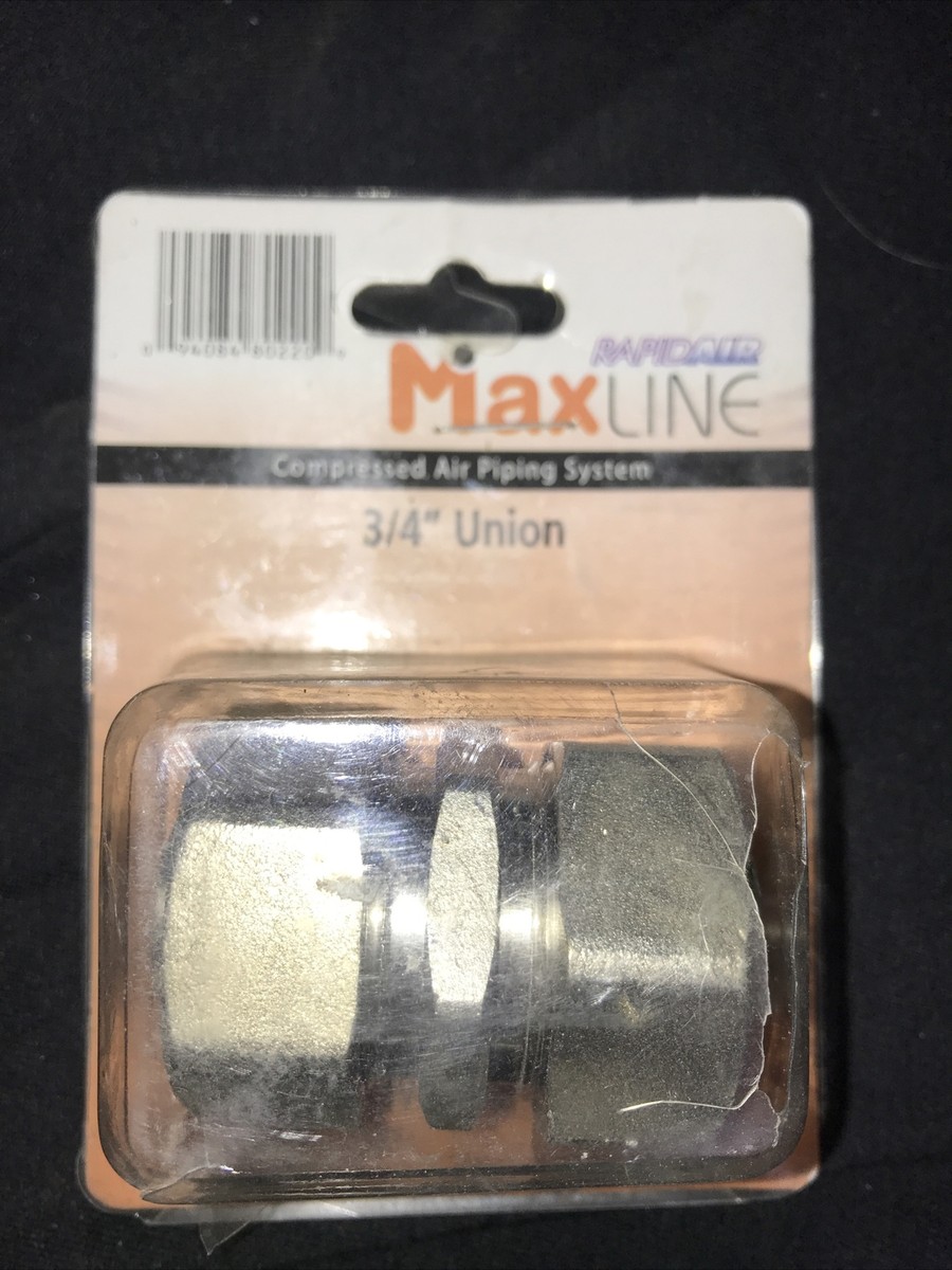 M8022 Union Fitting For RapidAir Maxline 3/4" Tubing - Nickel-Plated Brass, 200 PSI, Double O-Ring Seal