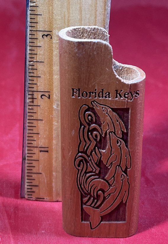 vintage ￼ Florida Keys ￼ Dolphin, Wooden Lighter Case Cover Wayne Carver ￼