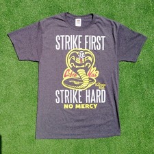Cobra Kai Strike First Strike Hard No Mercy Karate Kid Logo Medium Shirt New