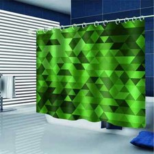 Green Triangles Diamonds 3D Shower Curtain Waterproof Fabric Bathroom Decoration