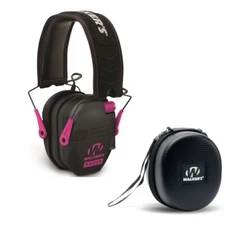 Walker’s Razor Slim Electronic Muff (Black/Pink) with Hearing Protection Case